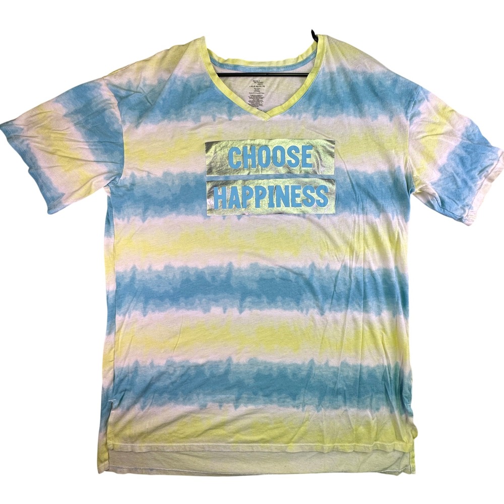 Secret Treasures Pajama Shirt Women's Large Tie Dye Sleep Blue Yellow Loungewear